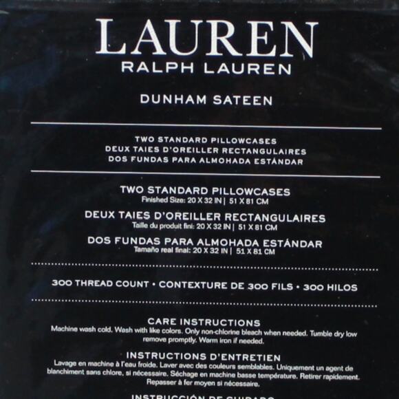 Ralph Lauren Dunham Sateen 100% Cotton Set of 2 Pillowcases Celestial Blue - Picture 7 of 8